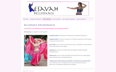 Wordpress website created for Kesavah BellyDance by Canadian Virtual Assistant SMac To The Rescue