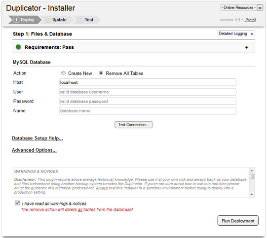 Duplicator Plugin Installer Screen