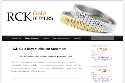 WordPress website created for RCK Gold Buyers