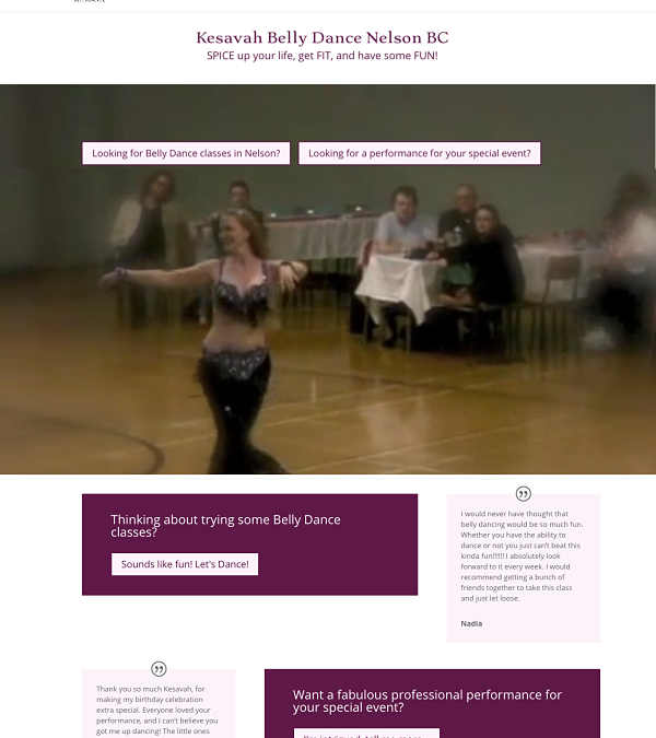 WordPress website created for Kesavah BellyDance